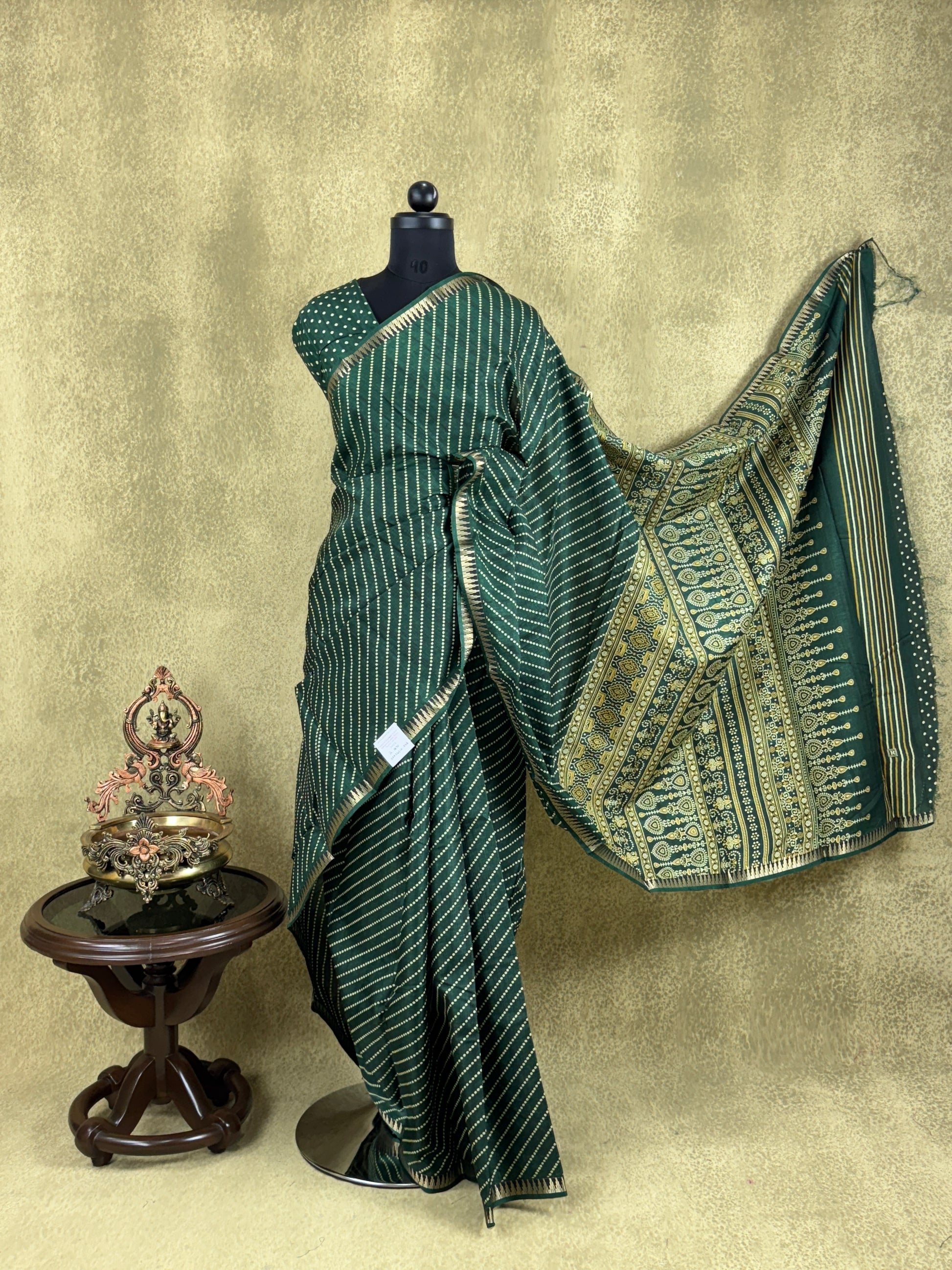 Dark Green - Matka Cotton Saree