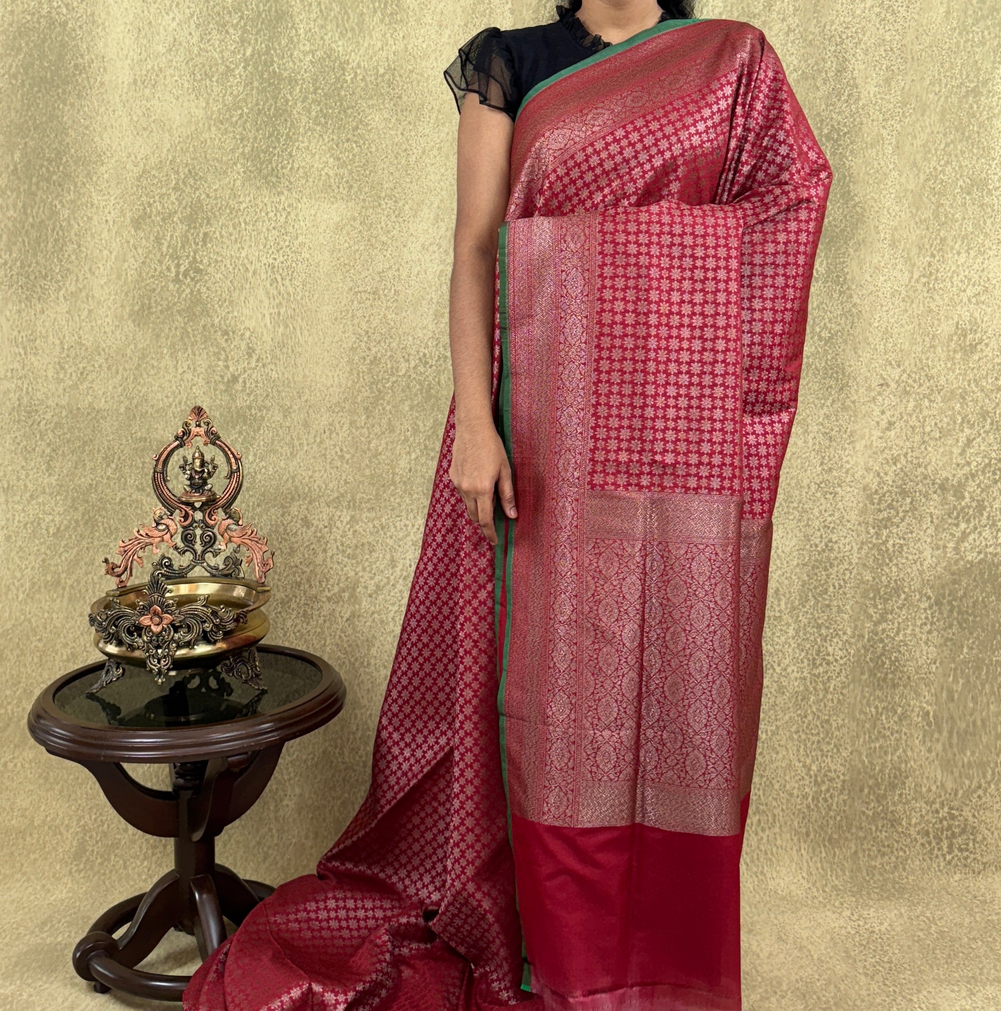 Rich Maroon - Katan Banarasi Silk Saree