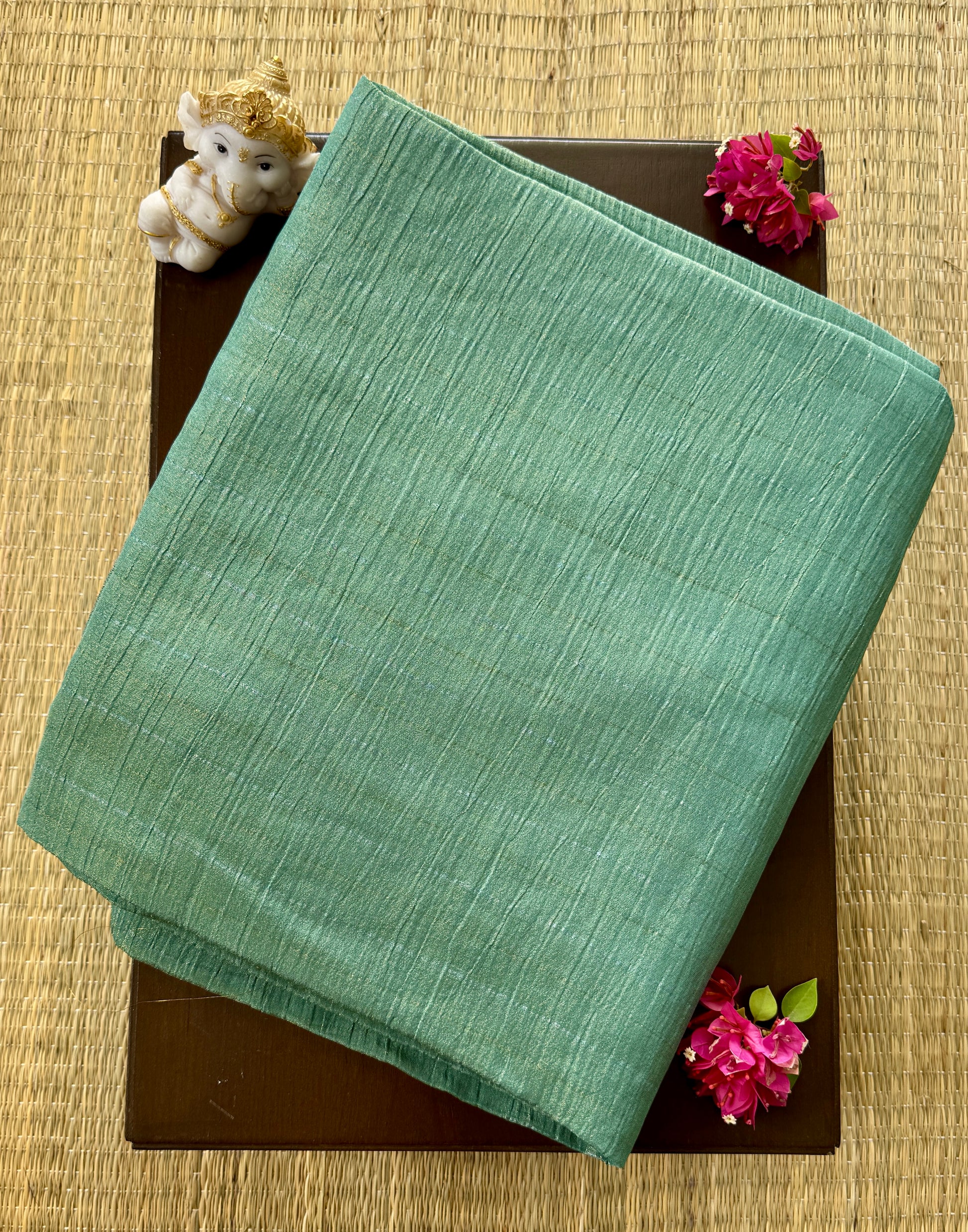 Emerald Green - Crush Tissue Saree