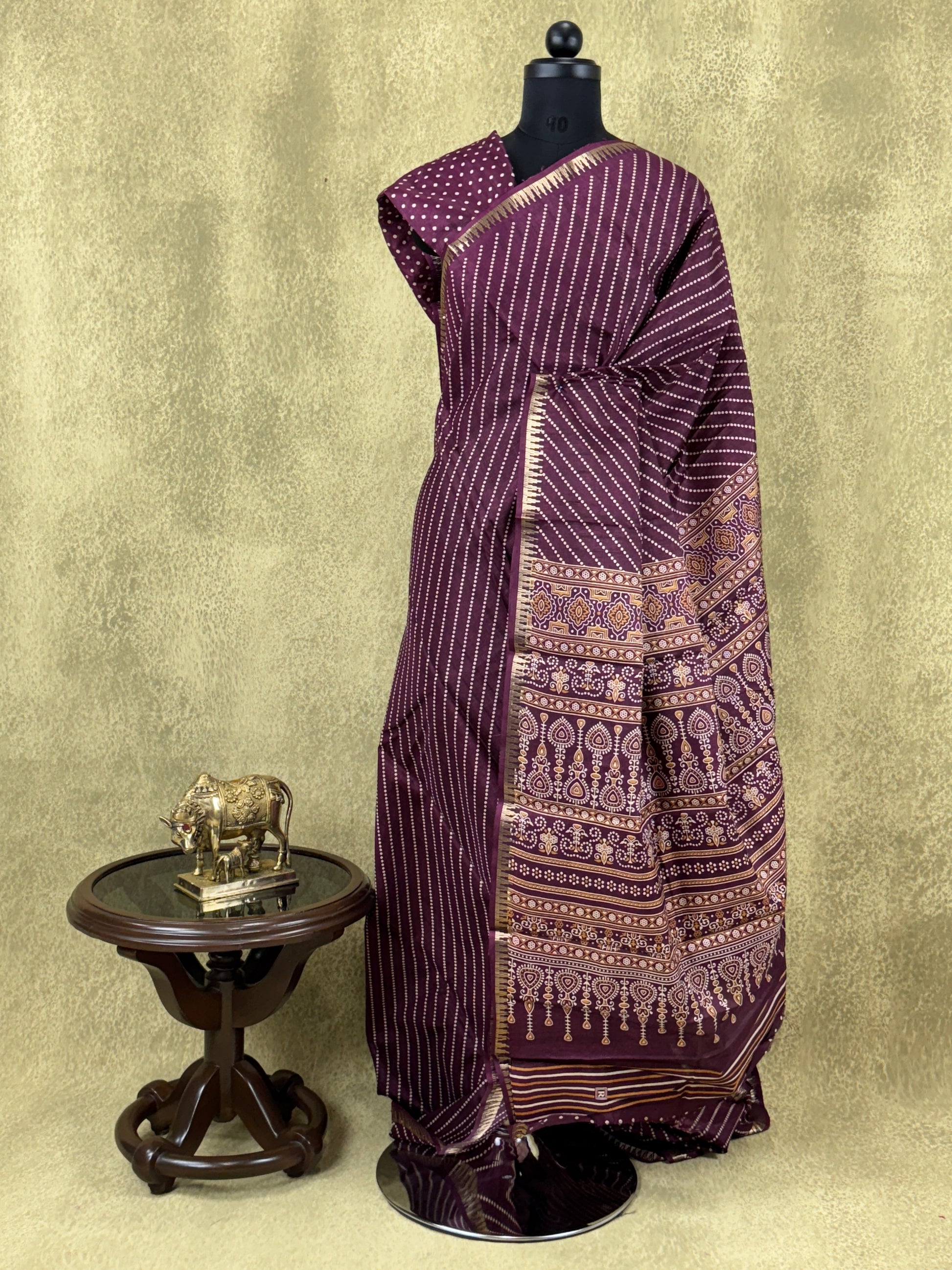 Deep Burgandy - Matka Cotton Saree