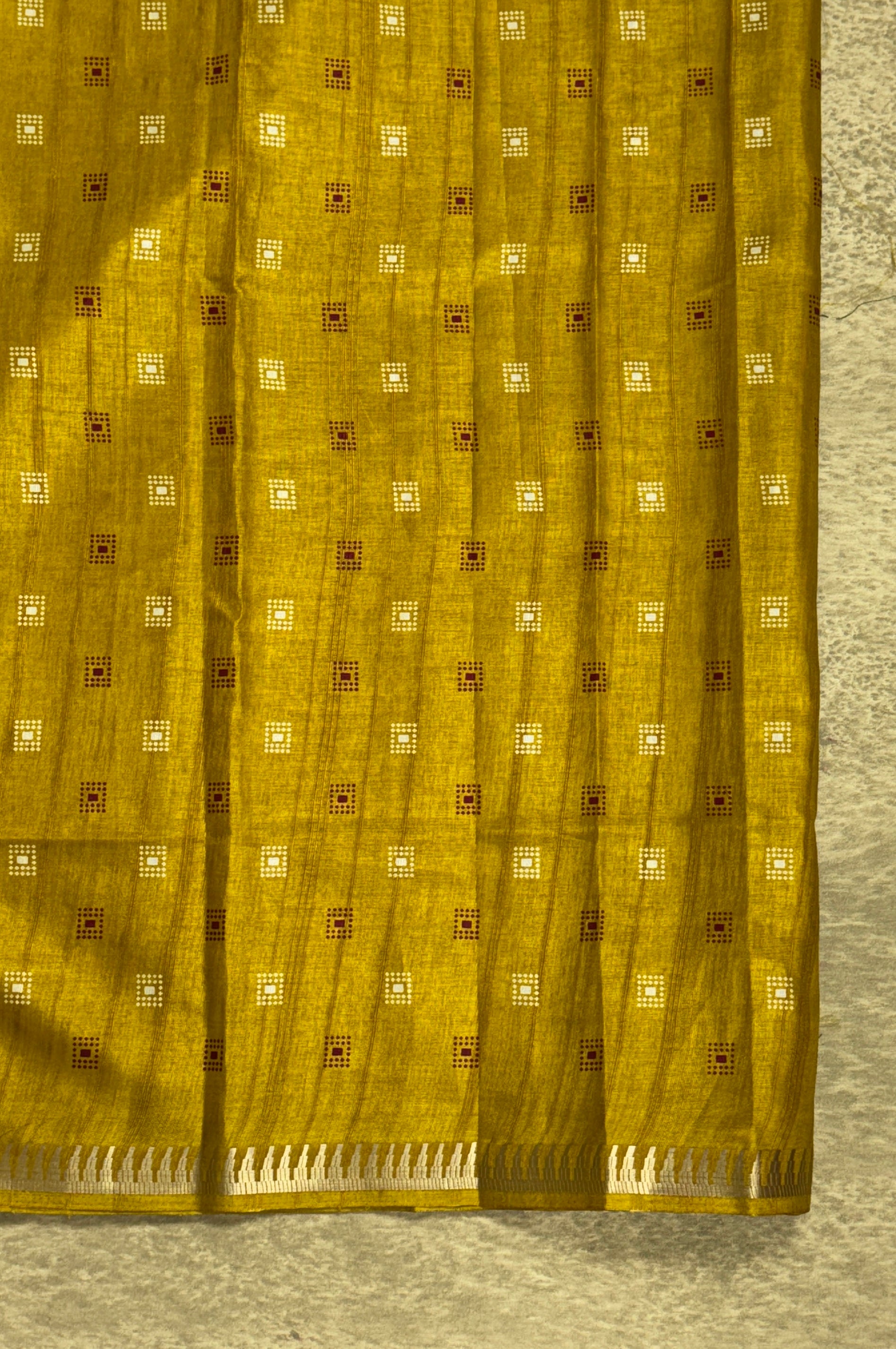 Mustard Yellow with Mustard Yellow - Matka Cotton Saree