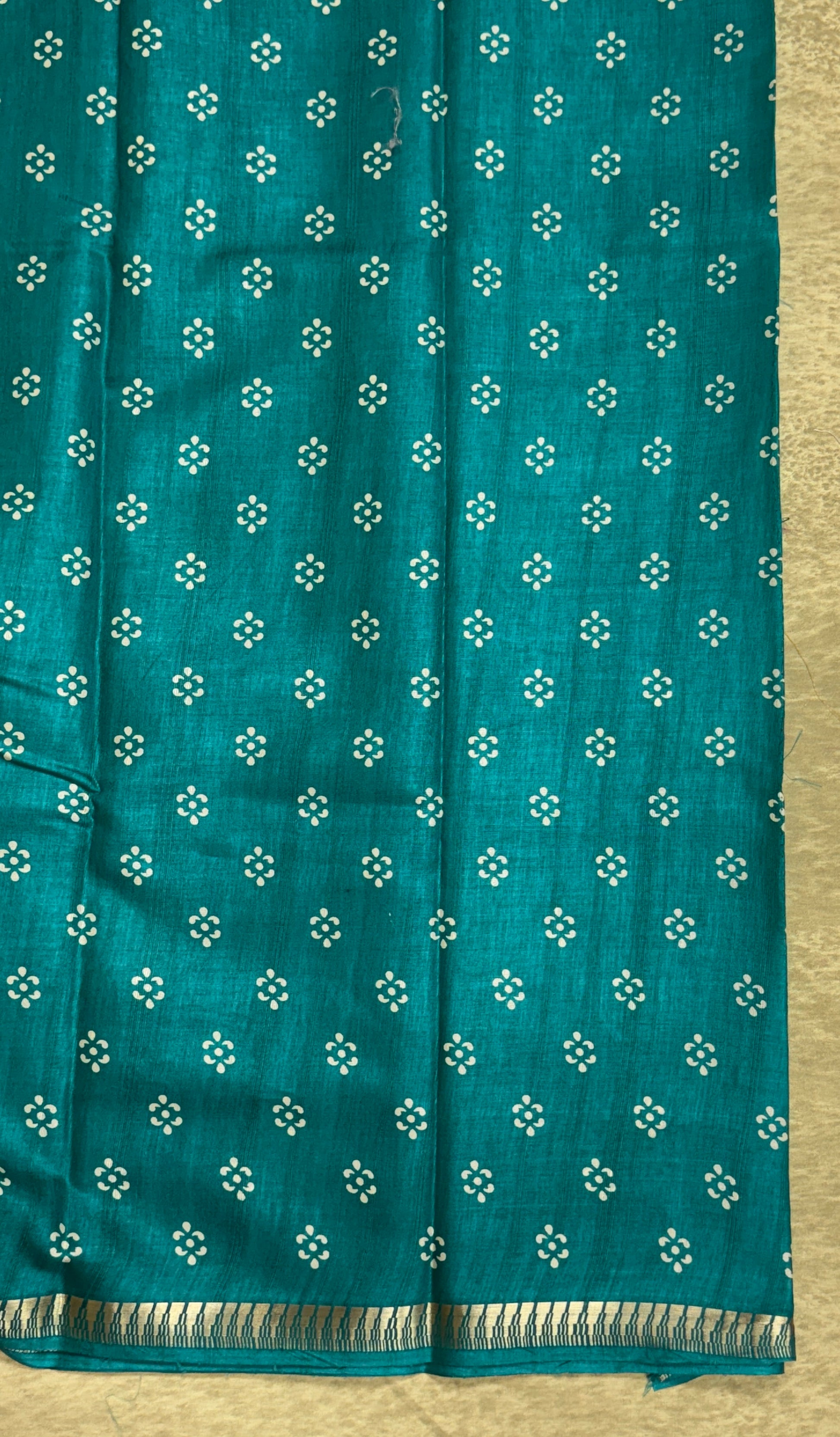 Vibrant Teal Blue with Mandala Motifs - Matka Cotton Saree