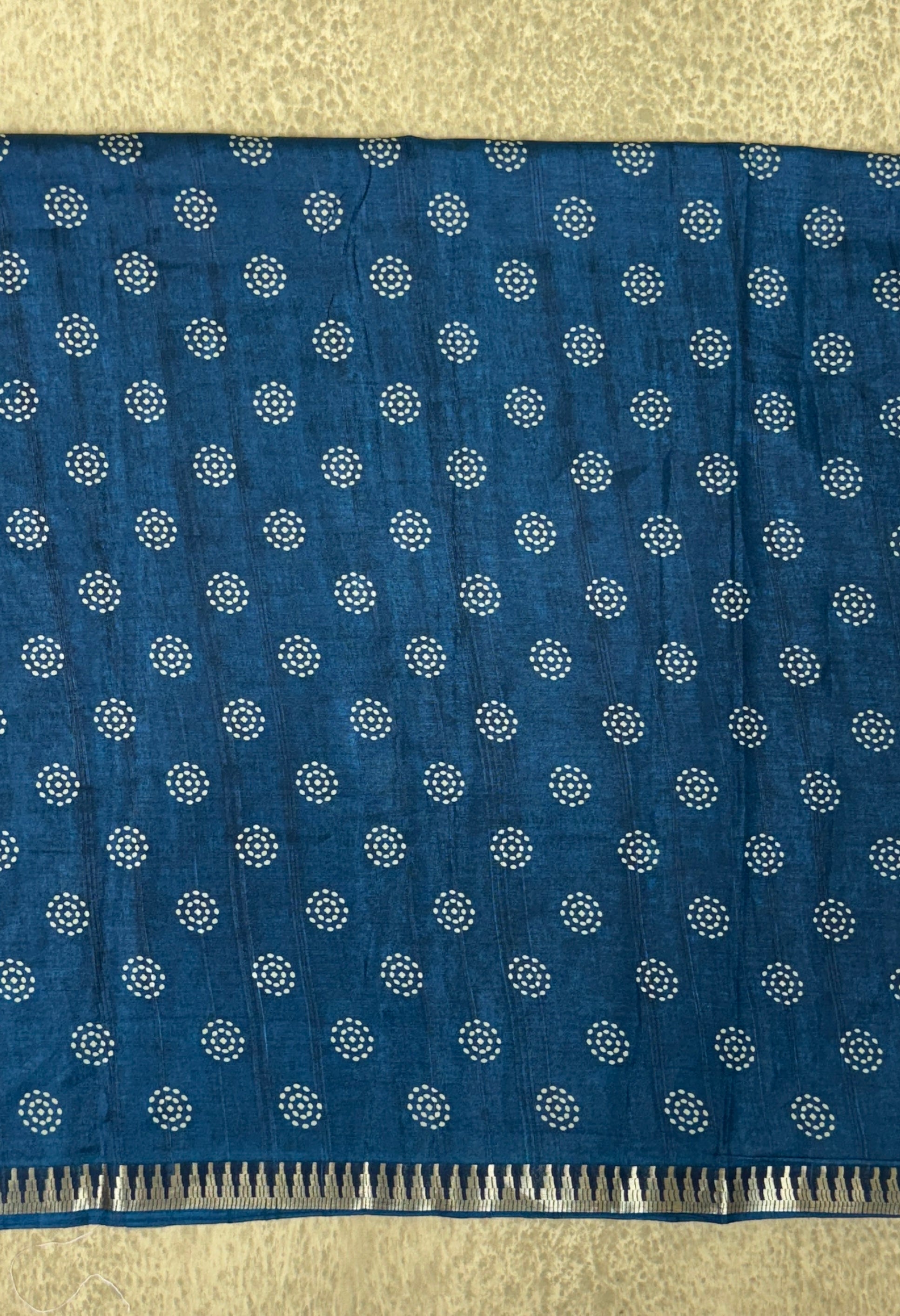 Deep Blue with Spiral Motifs- Matka Cotton Saree