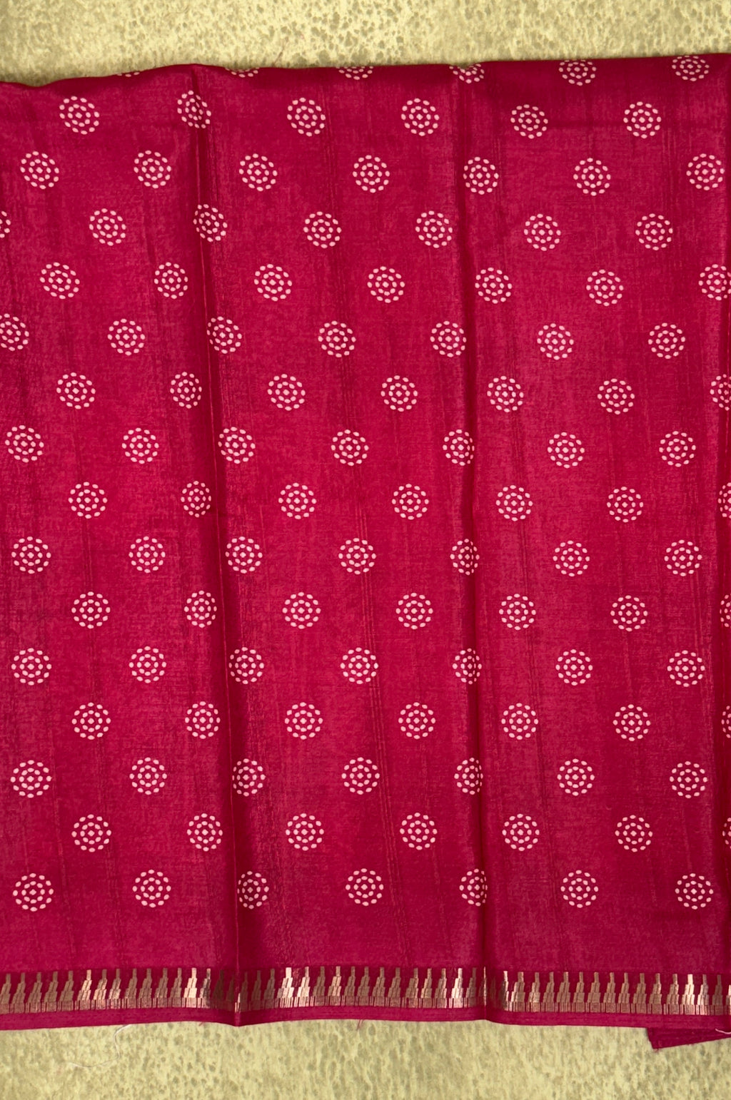 Bright Pink with Swirl Motifs- Matka Cotton Saree