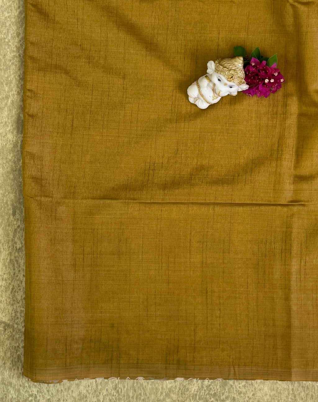 Mustard Yellow with Tribal Motifs - Semi Tussar Saree