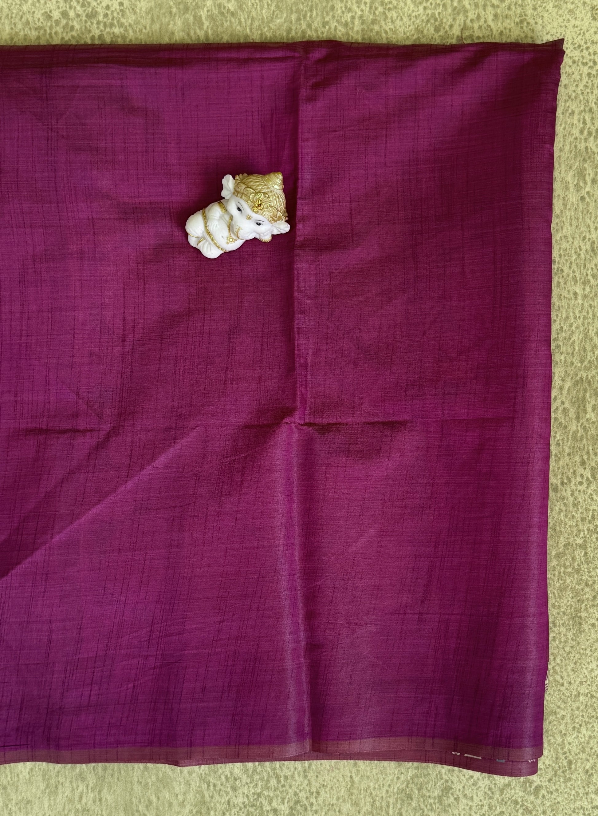 Deep Magenta with Tribal Motifs - Semi Tussar Saree