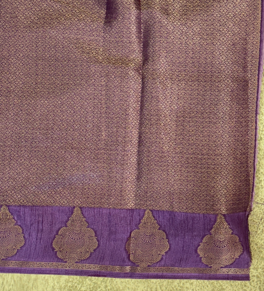 Banarasi Crepe Saree – Purple with Gold Zari Motifs