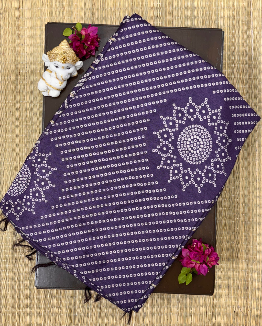 Elegant Voilet with Bandhani Design - Soft Cotton Saree