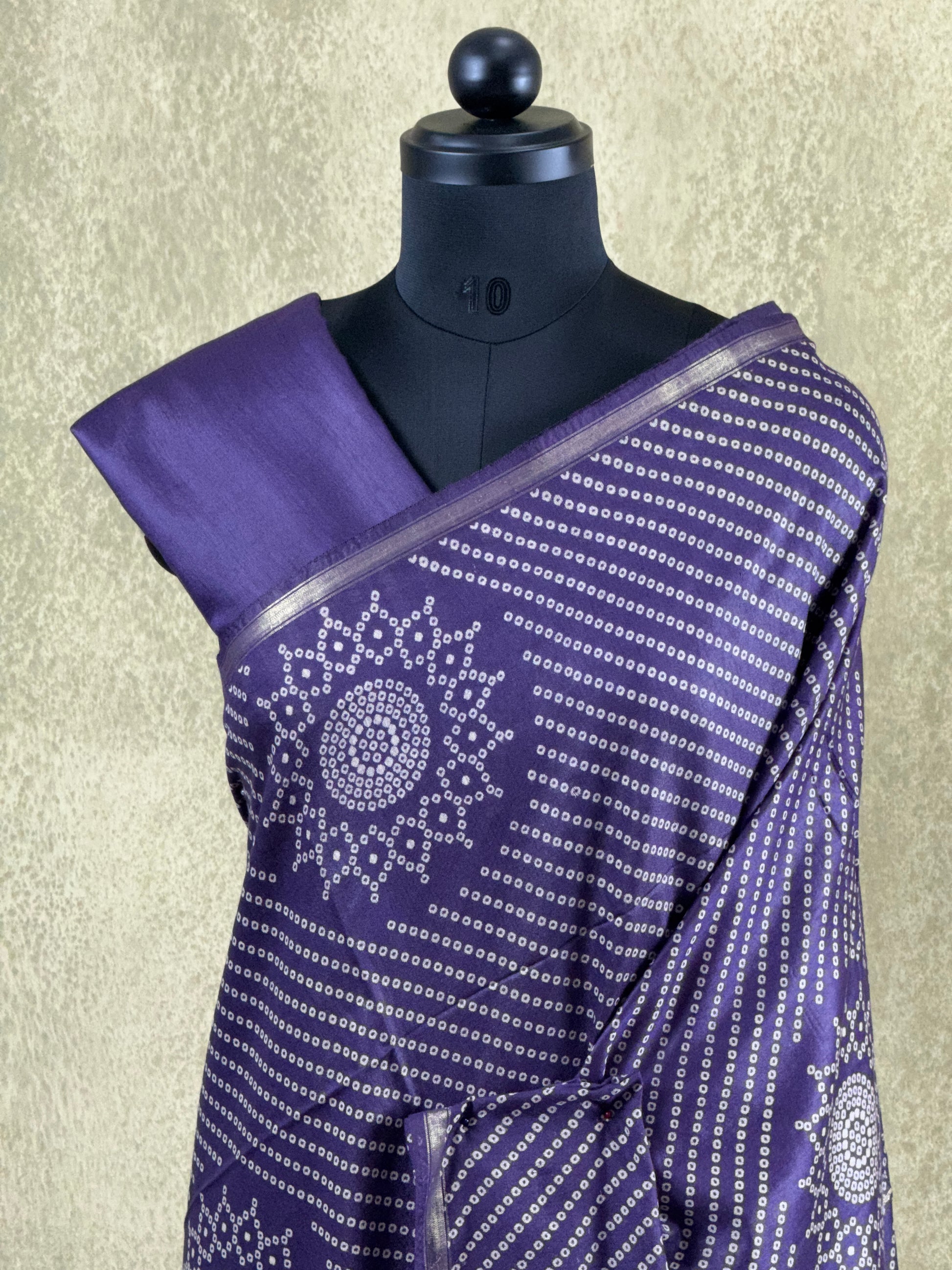 Elegant Voilet with Bandhani Design - Soft Cotton Saree