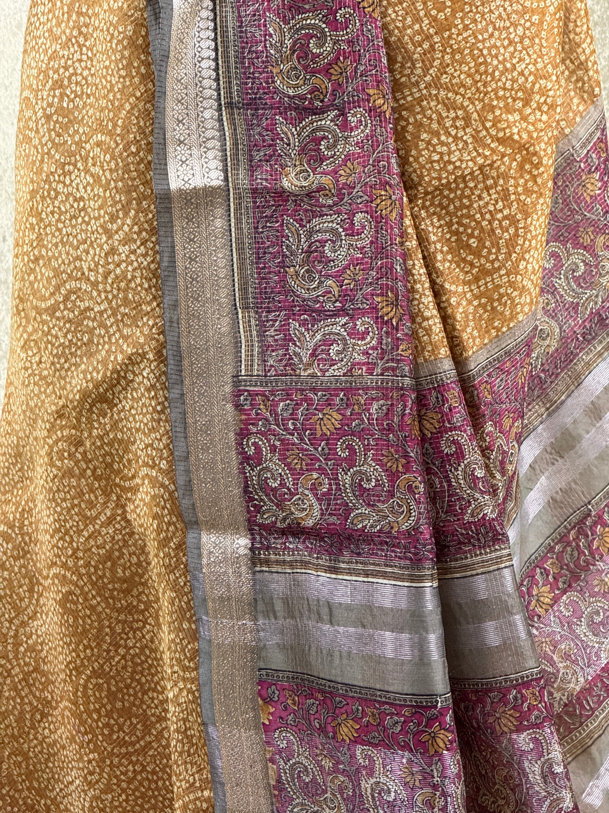 Dark Mustard Yellow  - Pure Chanderi Saree