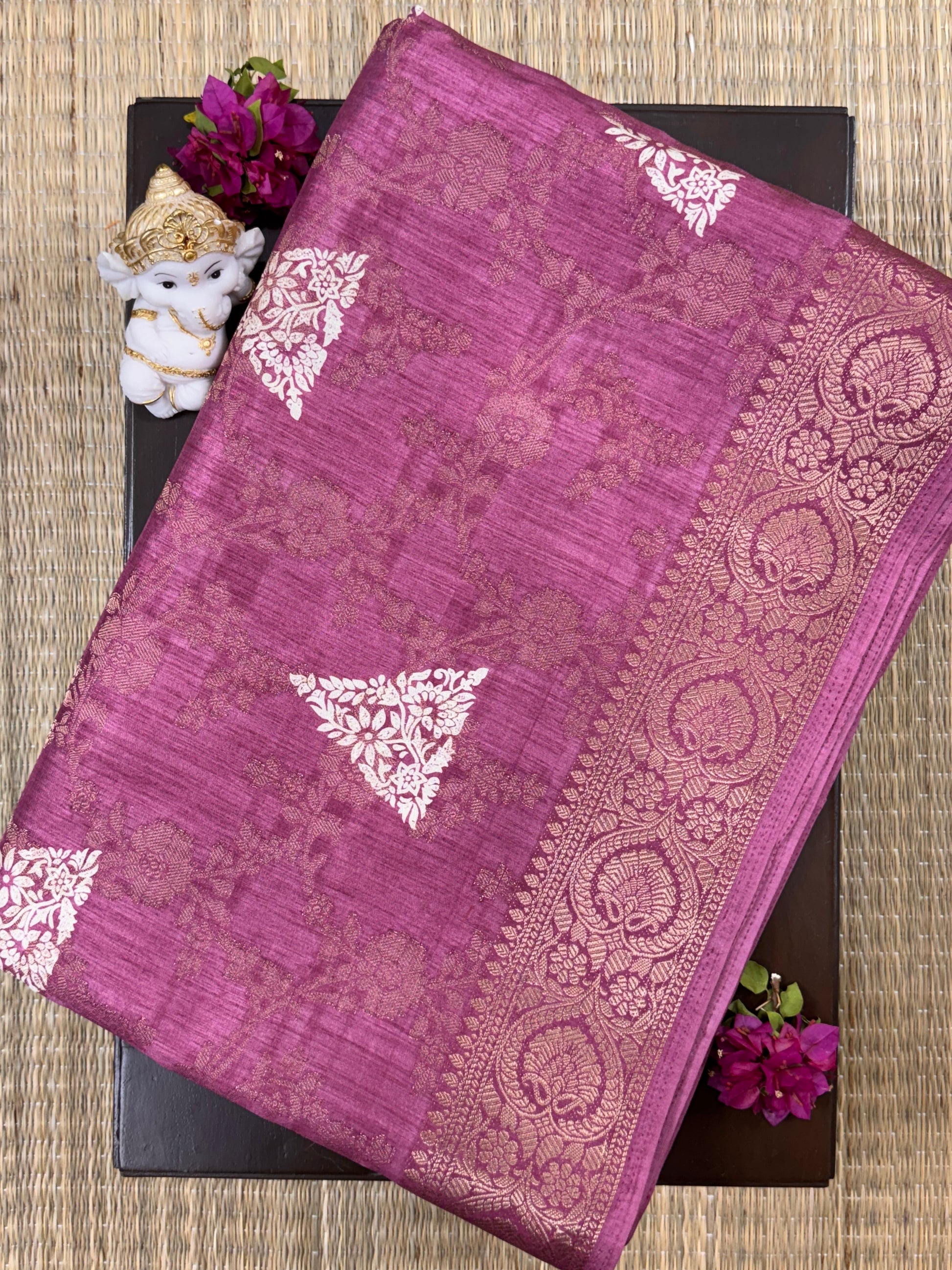 Onion Pink with Zari Woven Border - Semi Tussar Silk Saree
