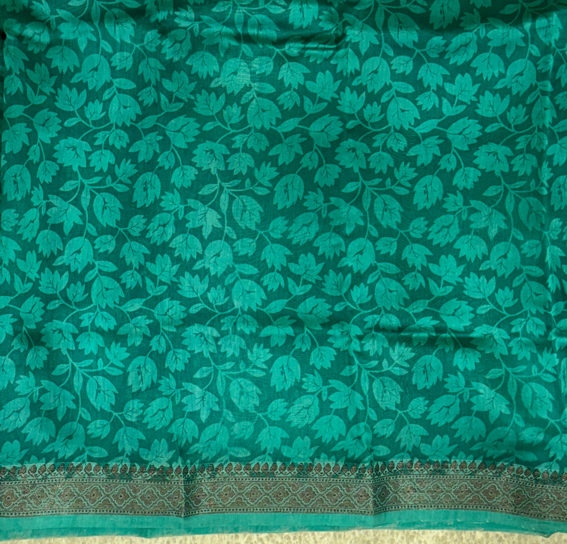 Navy Blue with Floral Patterns - Pure Chanderi Saree