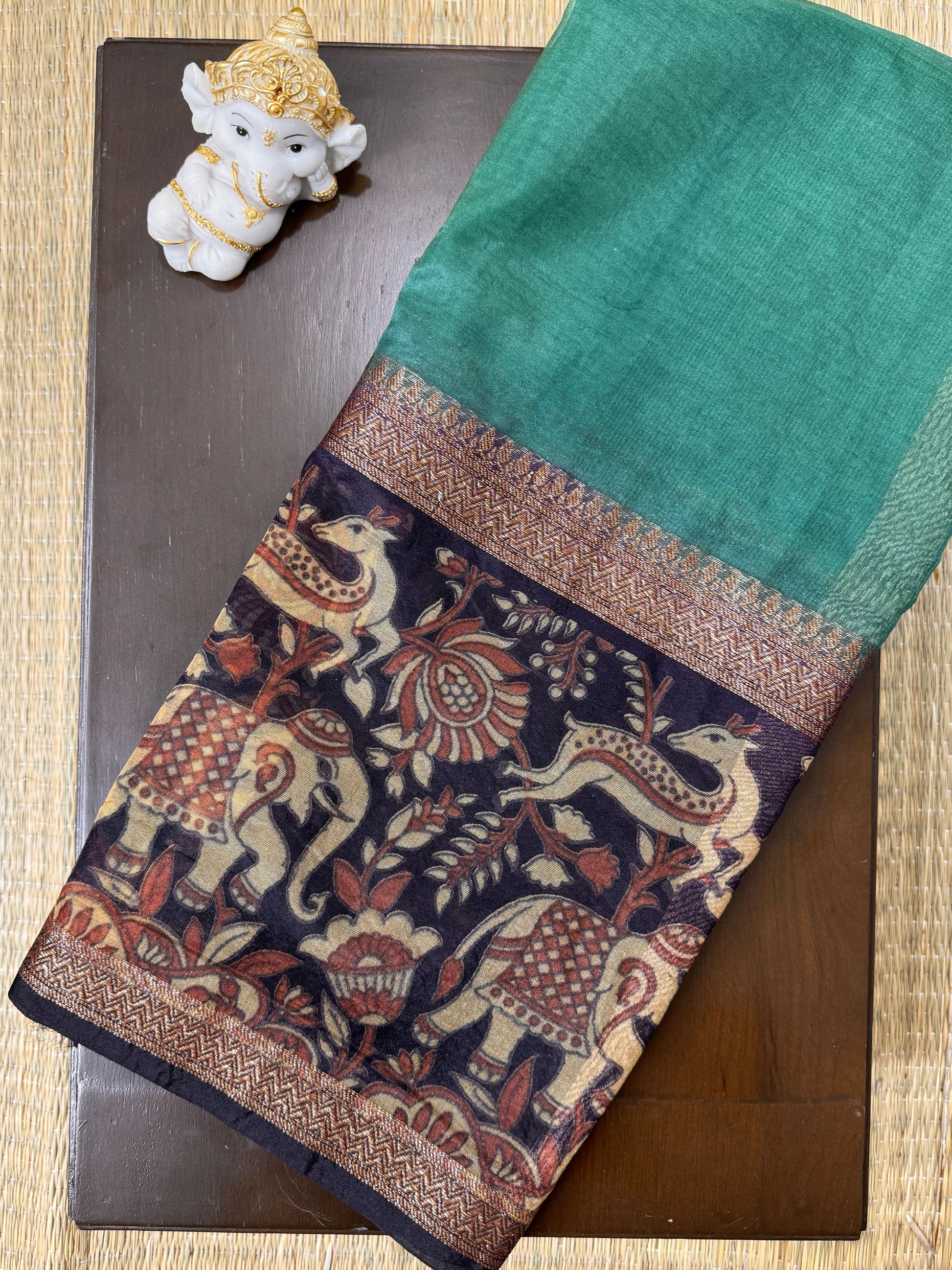 Sea Green Saree - Organza