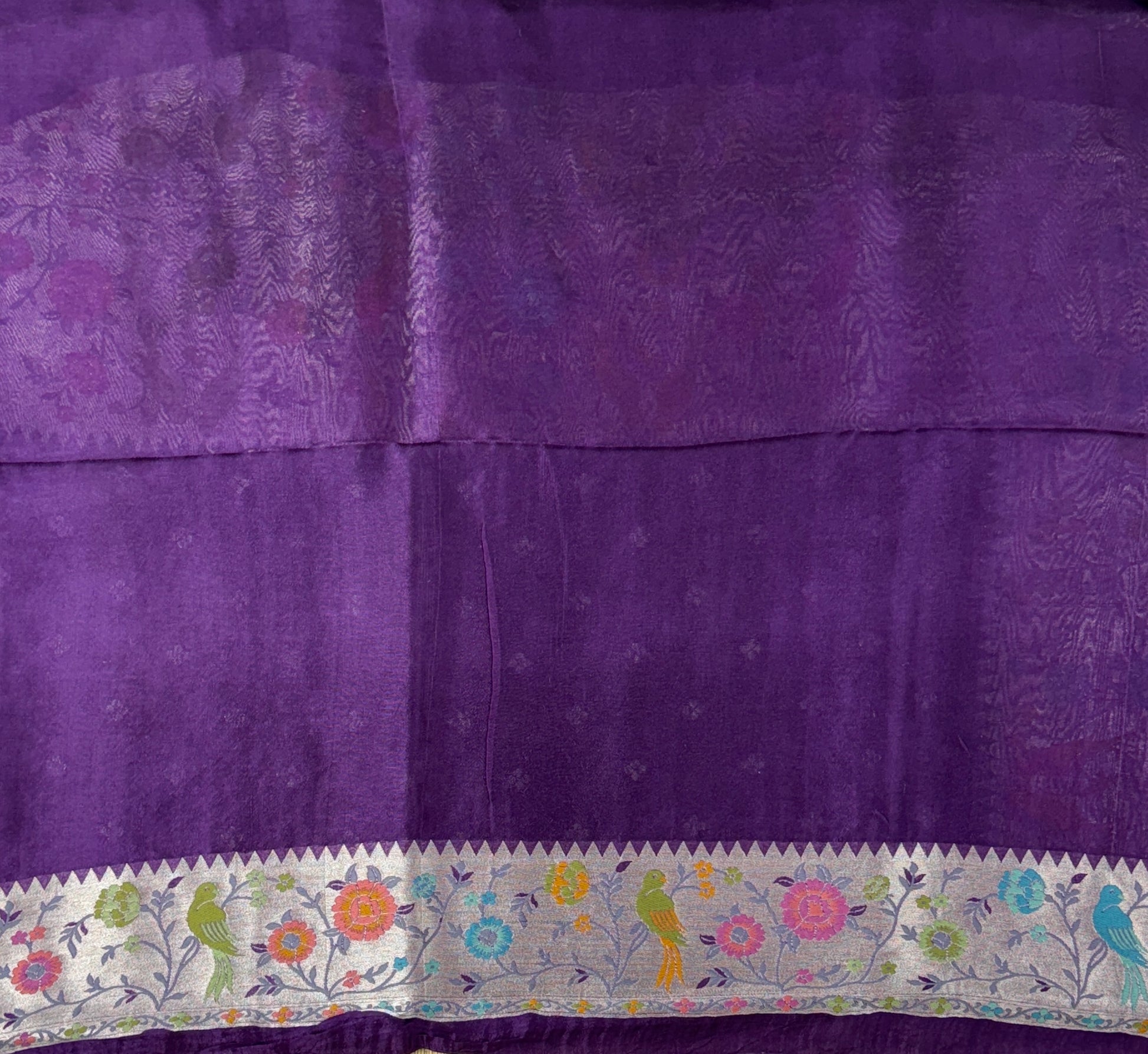Bottle Green color Saree with Paithani Border - Tussar Raw Silk
