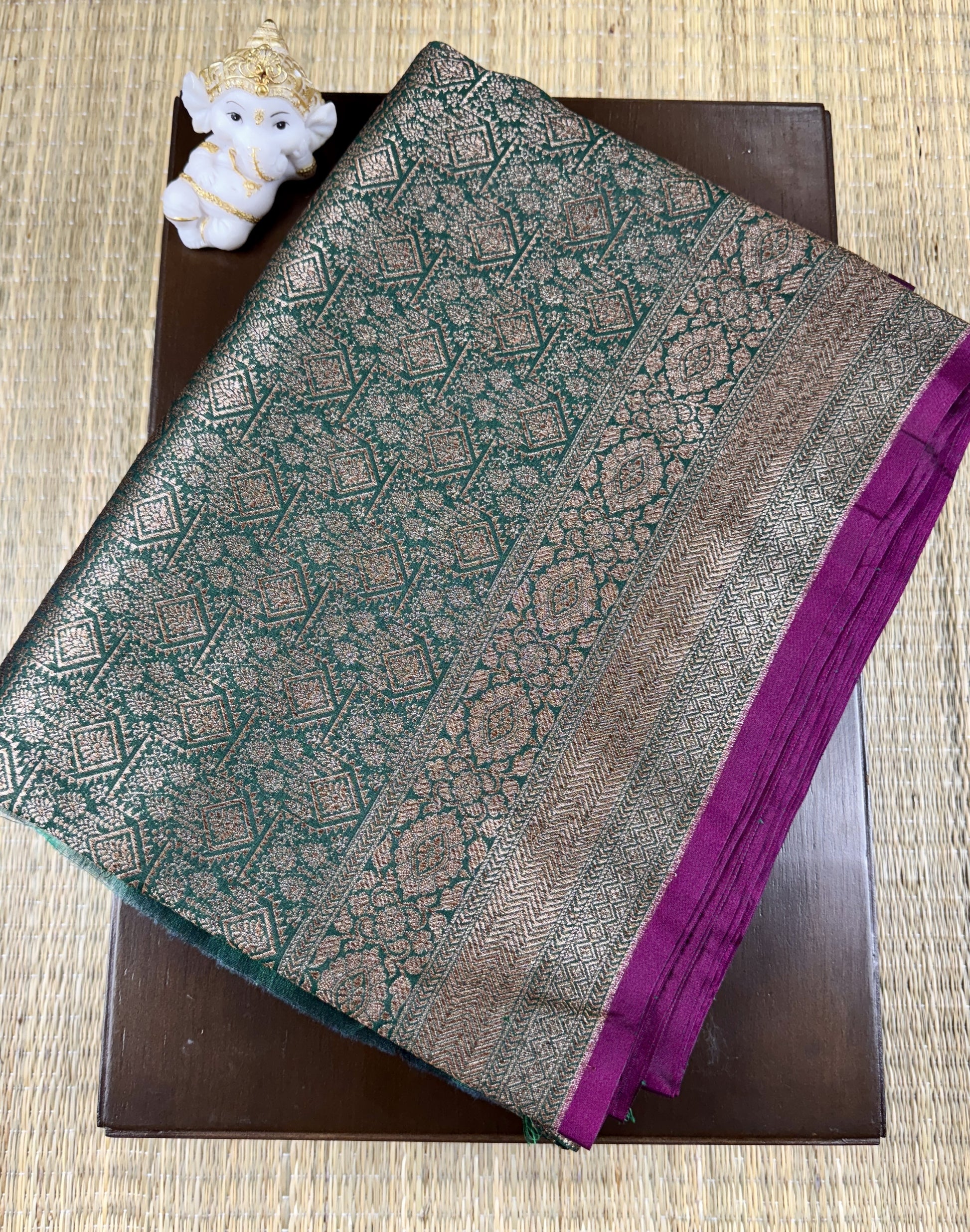 Dark Green - Katan Banarasi Silk Saree