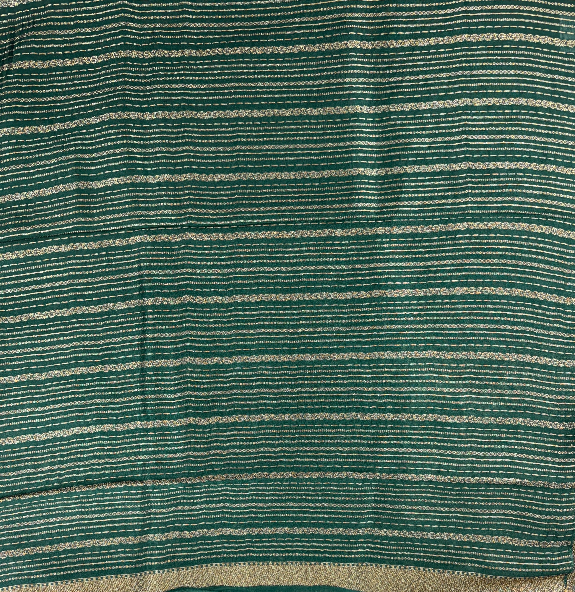 Deep Bottle Green Tussar Raw Silk Saree