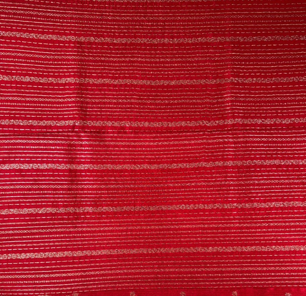 Red - Tussar Raw Silk Sare