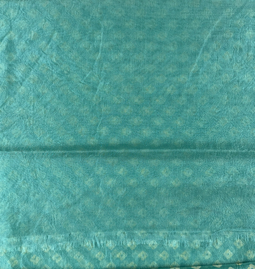 Light Teal Green Bandhani Print -Organza Saree