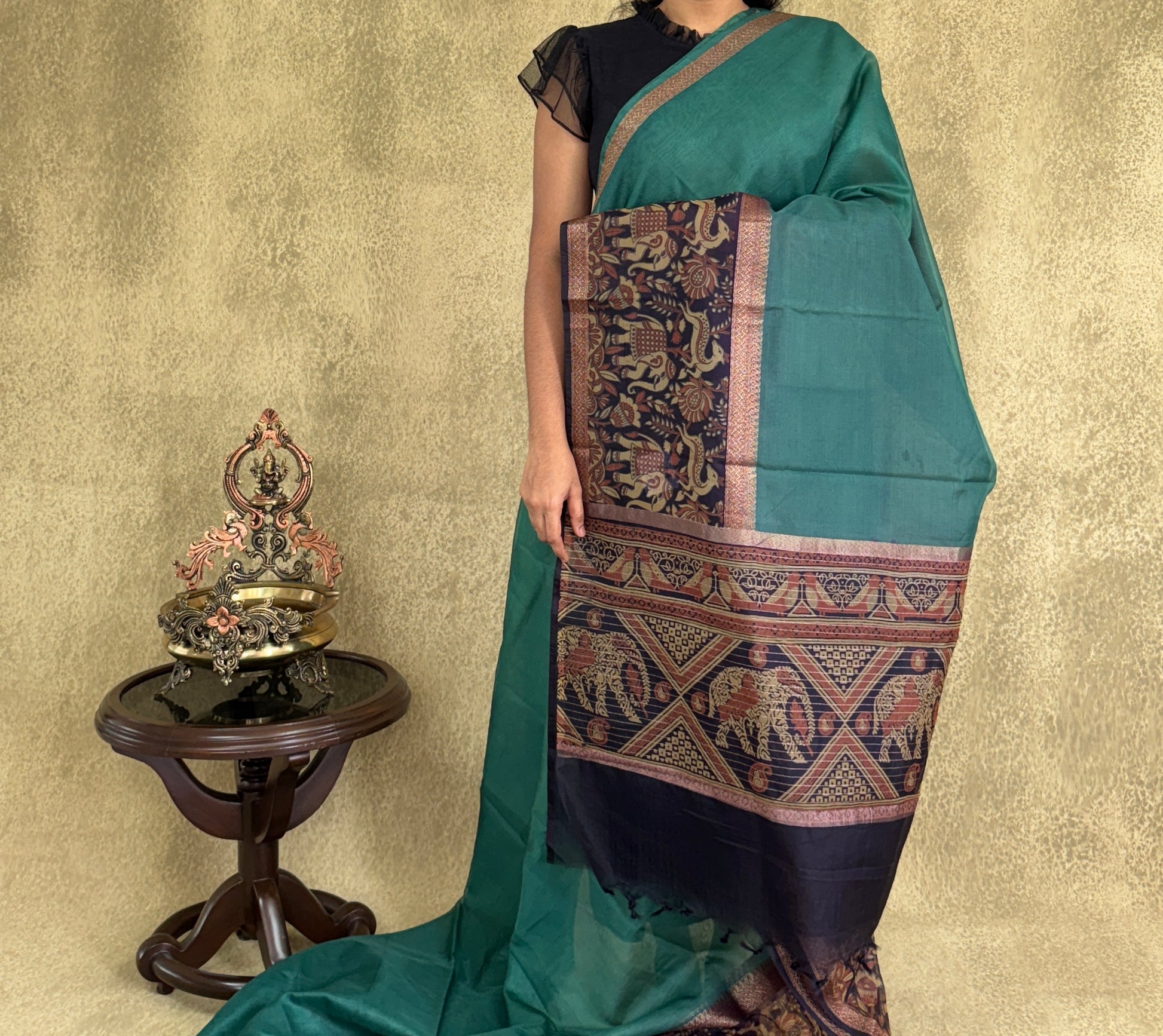 Sea Green Saree - Organza