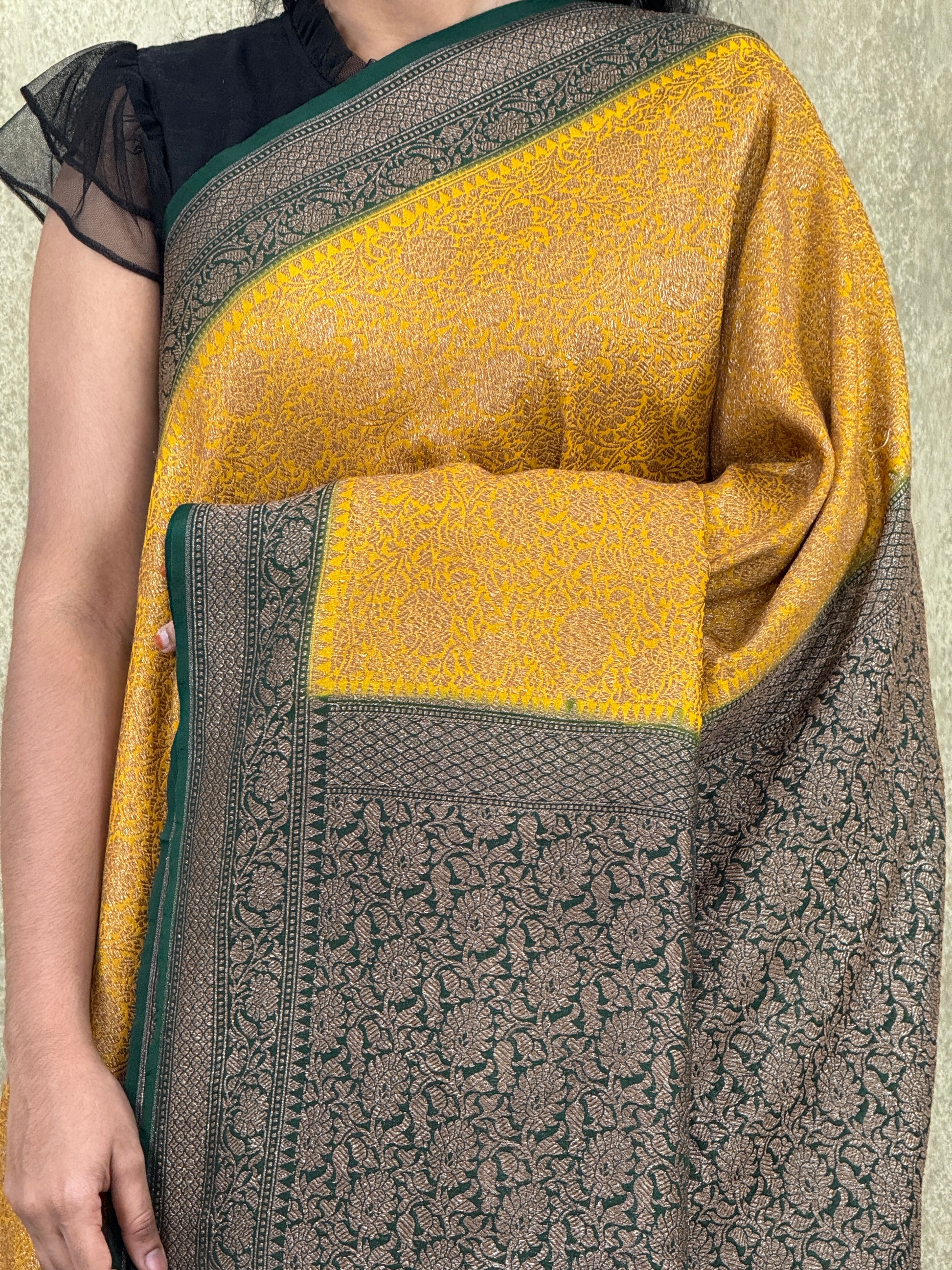 Mango Yellow - Katan Banarasi Silk Saree