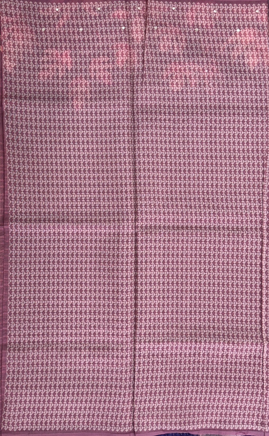 Dark Mauve with Floral Pattern  - Chanderi Silk Saree