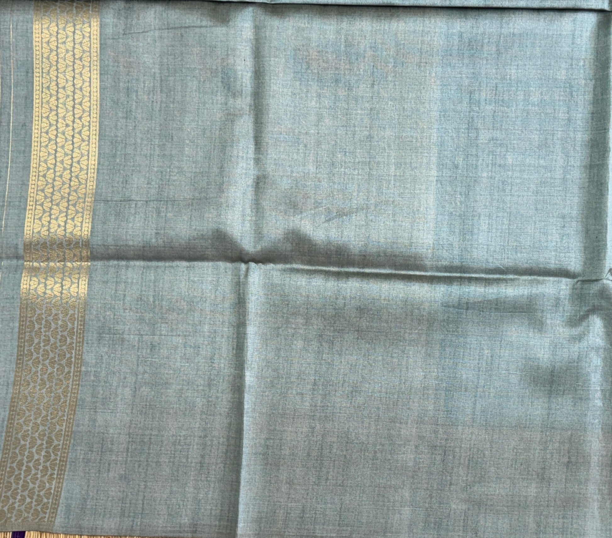 Pale Blue with Zari Woven Border - Semi Tussar Silk Saree