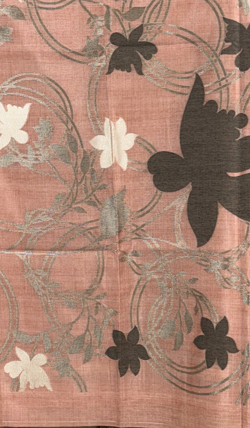 Dark Peach Floral Zari Weave - Semi Tussar Saree