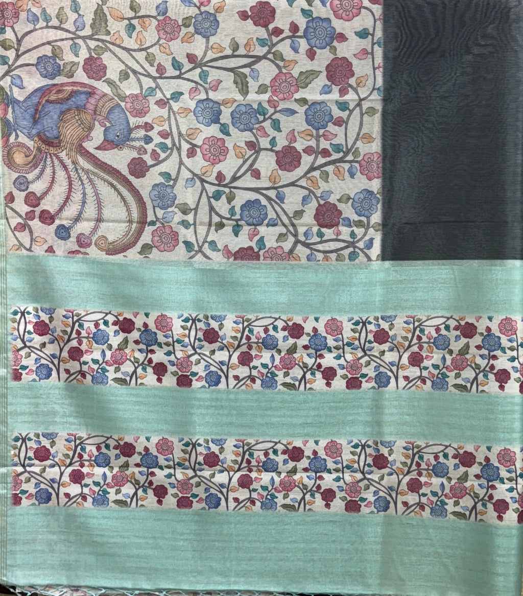 Black with Beige - Munga Silk Saree