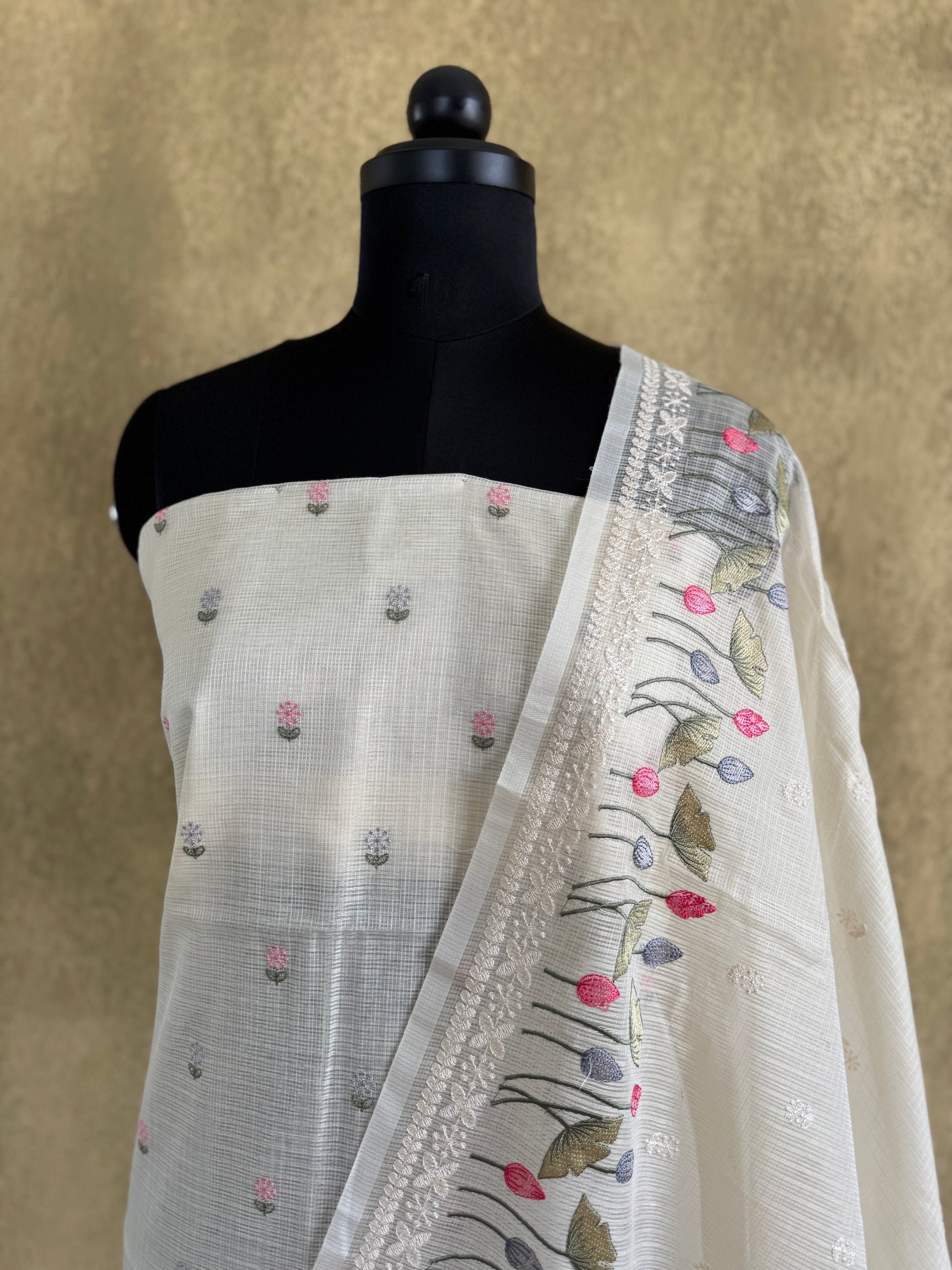 Cream Embroidered - Kota Salwar Set
