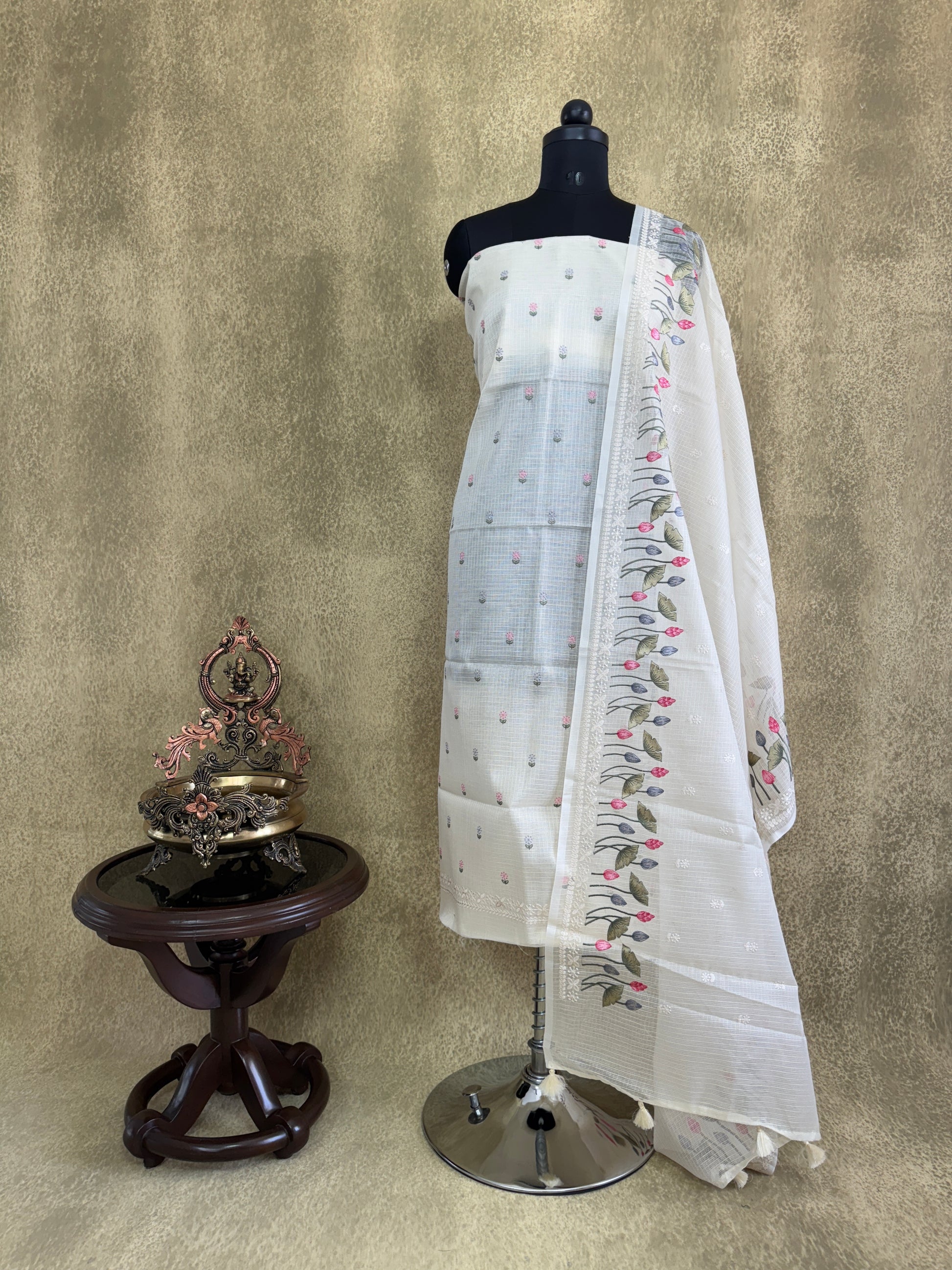 Cream Embroidered - Kota Salwar Set