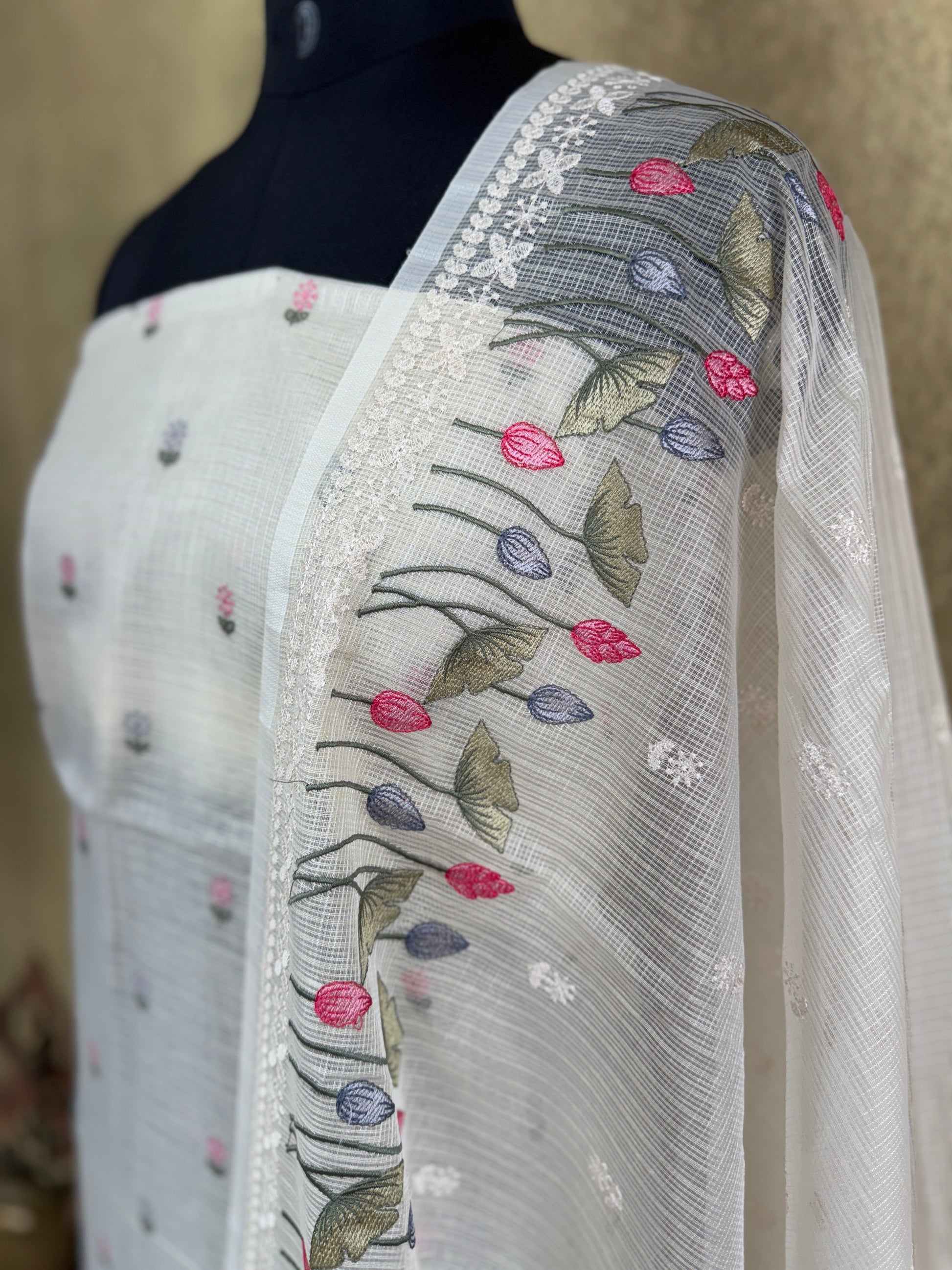 Cream Embroidered - Kota Salwar Set