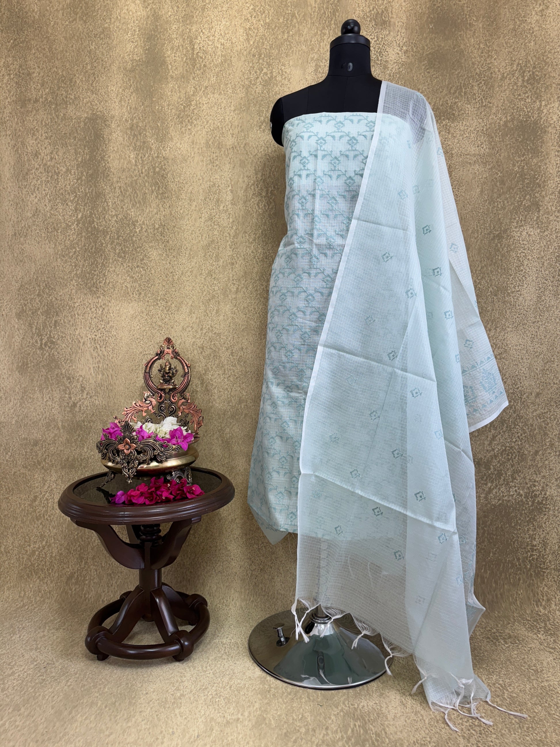 Mint Green Embroidered - Kota Salwar Set