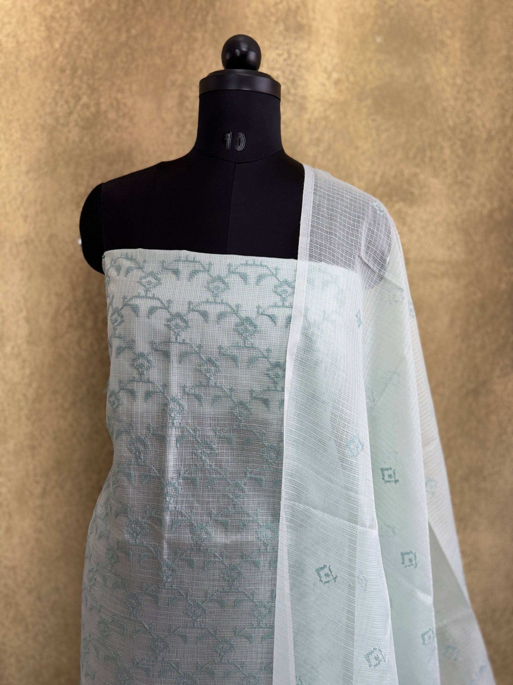 Mint Green Embroidered - Kota Salwar Set